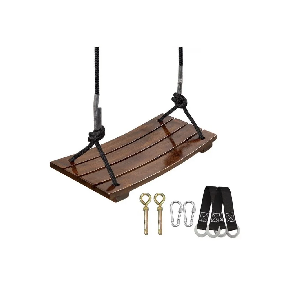 PELLOR Wood Tree Swing Seat, Indoor Outdoor Rope 17.7x7.9x0.6 inch, Chocolate